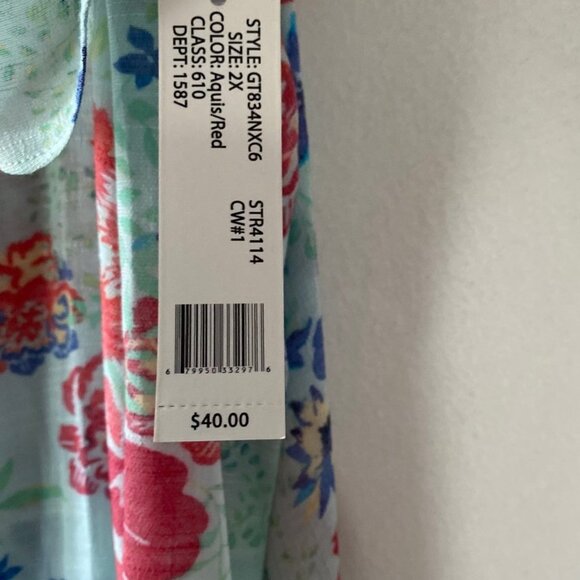 NWT Zac & Rachel Size 2X Cold Shoulder Floral Top - Picture 5 of 16